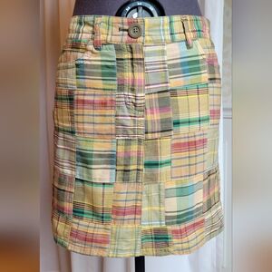 LOFT 0P Short Plaid Patchwork Skirt
